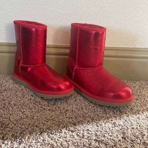 Girls UGG boots. Shiny red metallic!